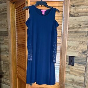 Catherine Malandrino Navy Blue Cold Shoulder Dress